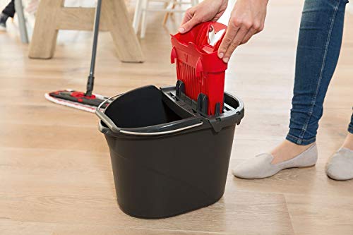 Vileda Seau Essoreur pour Balai 4023103201415 UltraMax Power Secchio e strizzatore-157648, Plastica, Nero e Rosso, 37 x 28 x 28 cm