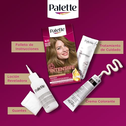 Schwarzkopf Palette Intensive Creme Color - Tono 6 capelli biondi scuro (confezione da 3), Colorazione permanente di cura con olio di Marula, adatta copertura del cane, colore duraturo fino a 8 settimane