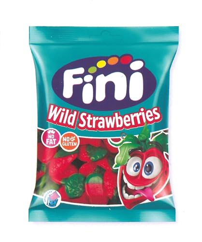 Fini Fragola Selvatica Caramelle Gommose Wild Strawberries - 12 buste da 90g - Senza Glutine - No Gluten - No Fat