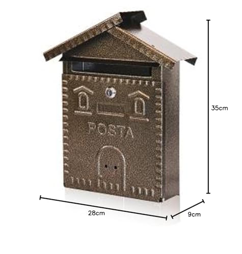 Vigor-Blinky 27342-20 Cassetta per Lettere in Ferro, Forma Casetta, 28x9x35, Antracite