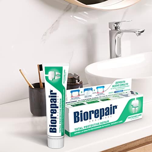 Biorepair, Dentifricio Total Protective Repair, Ripara lo Smalto, Anticarie, Antiplacca, Alito Fresco, Senza Fluoro
