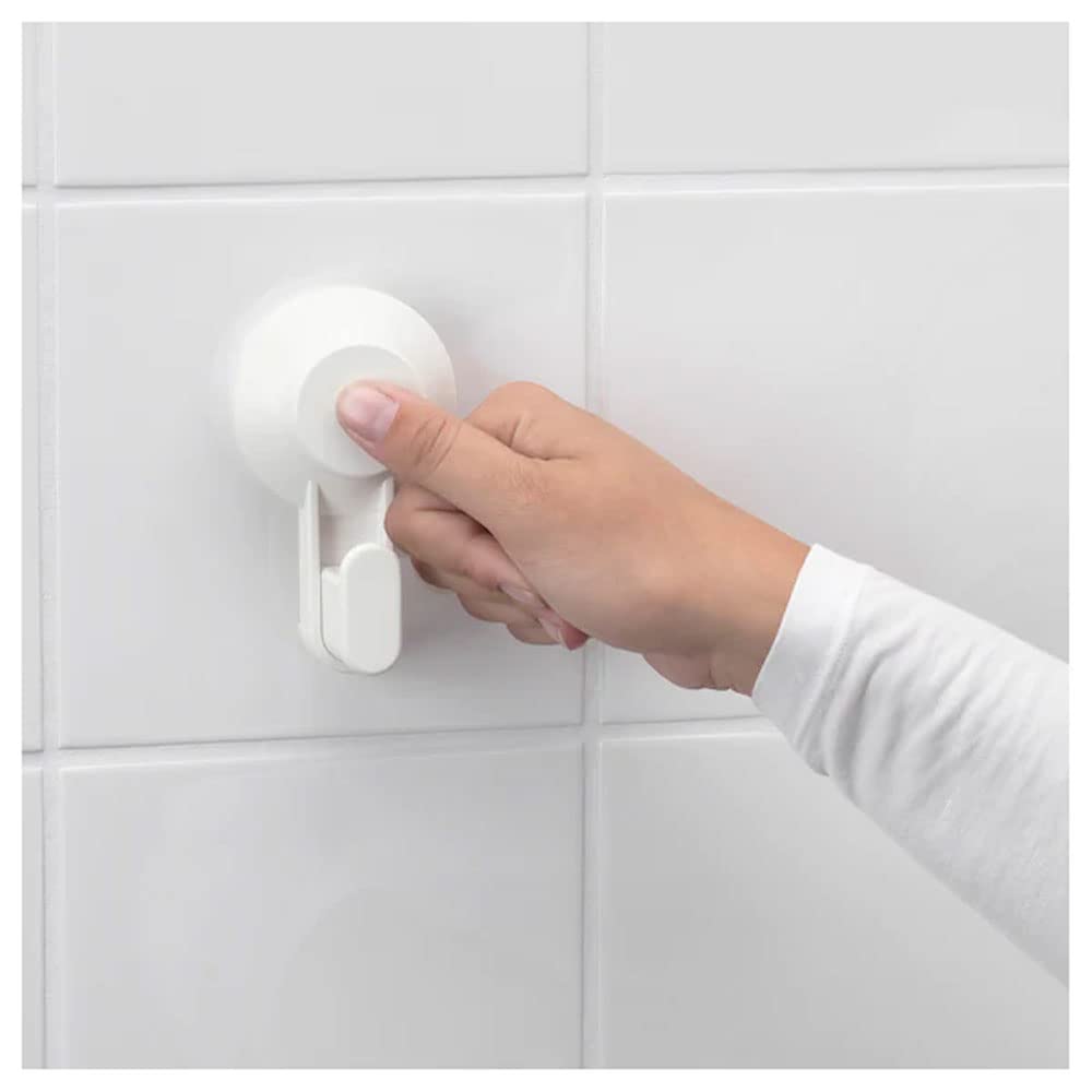 Ikea Tisken - Cestino con ventosa per riporre oggetti, colore: bianco (policarbonato, gomma sintetica, plastica ABS, confezione da 1,00)