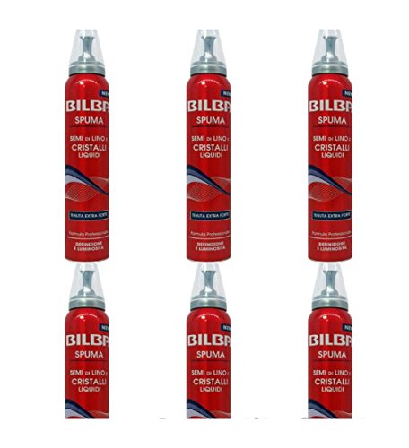 6 X Spuma per Capelli BILBA Tenuta Extra Forte Semi di lino e Cristalli Liquidi
