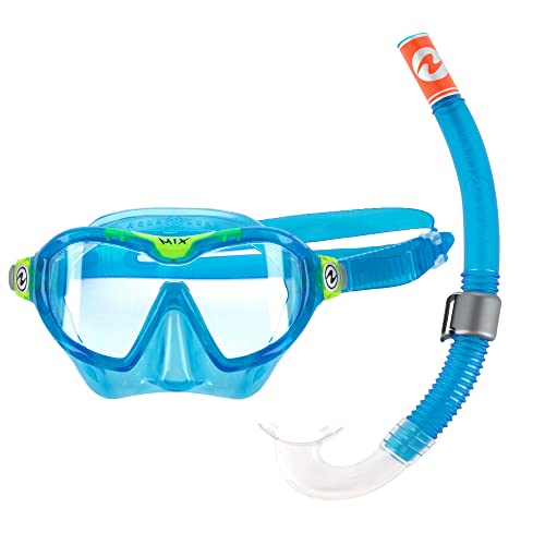 AQUALUNG Combo Mix | Maschera + Snorkel per immersioni, escursioni acquatiche, snorkeling per bambini dai 4 anni in su con protezione UV e guarnizione in silicone, lenti antiappannamento e antigoccia