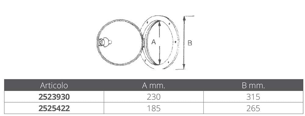 CAN-SB MARINE PLASTICS Tappo ISPEZIONE Bianco Ø MM.265