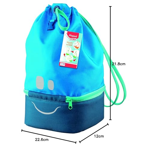 Maped 872303 Picnik Concept Kids - Borsa termica per il pranzo per bambini con maniglia di trasporto - Parte inferiore isolata - Borsa termica per il pranzo - Blu - 9L 872301