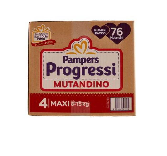 Pampers Progressi MUTANDINO tg. 4 maxi 8-15 kg quadripacco da 76 pannolini