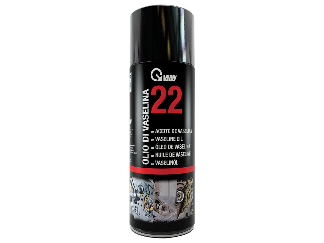 VMD Italia - VMD 22 - Olio di Vaselina, Lubrificante Spray Professionale, Bomboletta di Vasellina, Olio Lubrificante Privo di Colore e Odore, Protezione Duratura, 400 ml