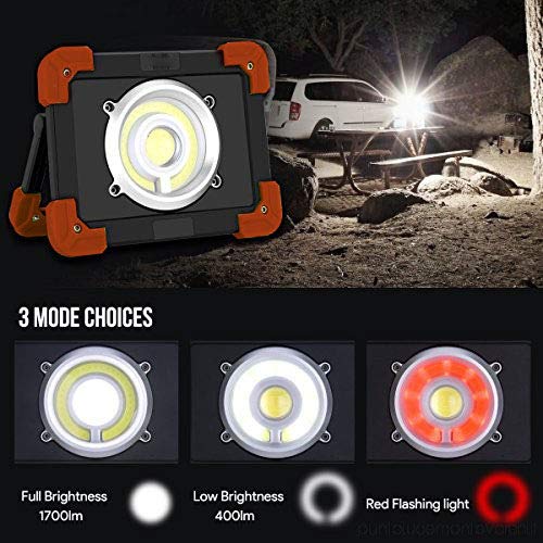 Velamp Sauron Proiettore Ricaricabile LED 20W, con Powerbank e Supporto orientabile. per lavori, Garage, Trekking, Campeggio, Caccia. 20 W, Rosso