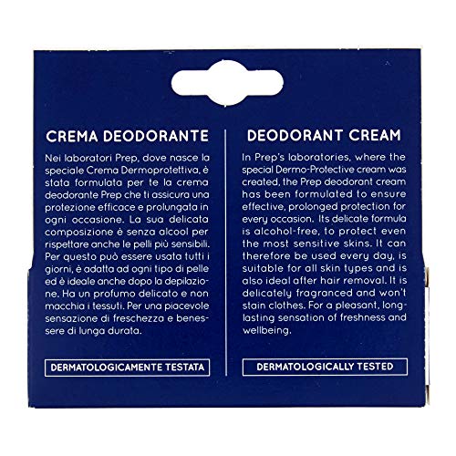 Prep, Crema Deodorante, Antitraspirante, Protezione 48h, per Pelli Sensibili, Senza Alcol, Coloranti e Conservanti, Pacco da 4 x 35 ml
