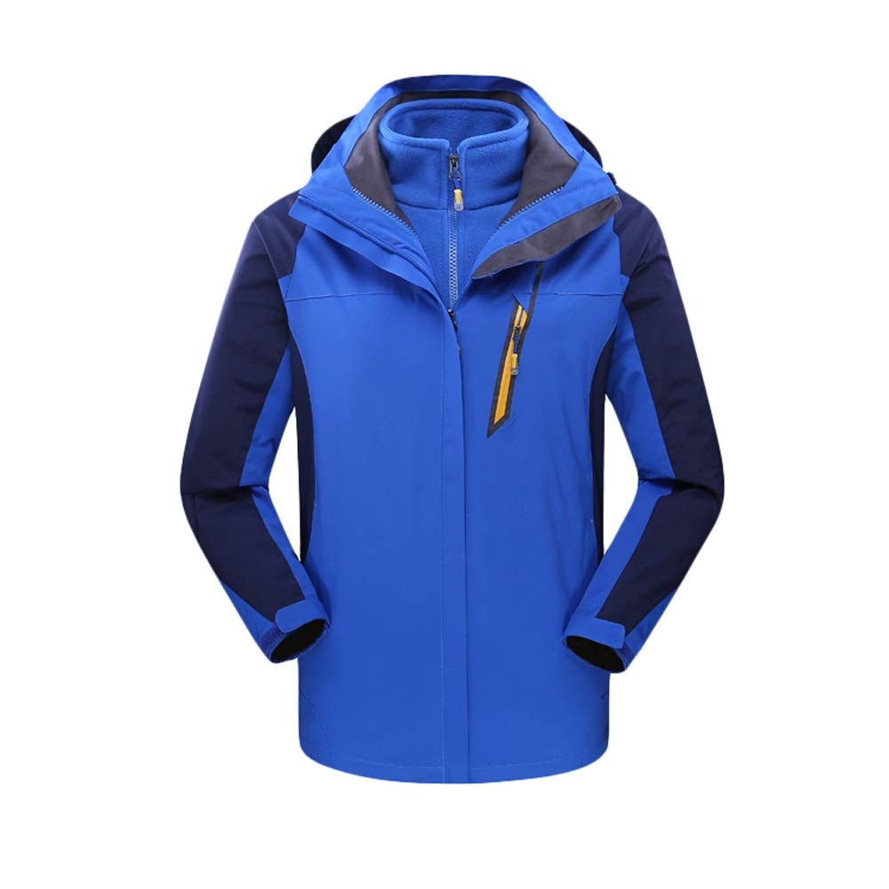 Peggy Gu Cappotto della Neve Giacca Antipioggia Impermeabile Esterna 3-in-1 Plus Giacca da Sci Impermeabile in Due Pezzi, Spesso in Velluto (Colore : Blu, Dimensione : M)