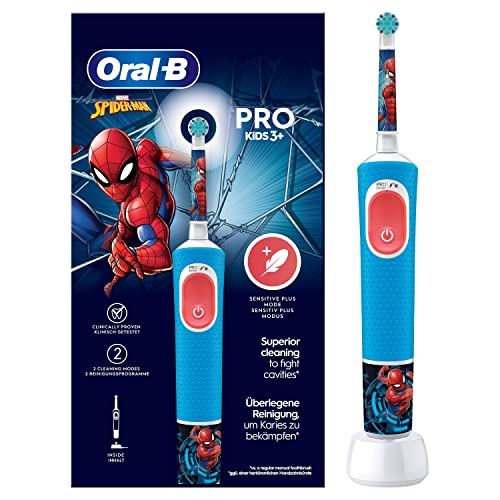 Oral-B Spazzolino Elettrico Ricaricabile Pro Kids Marvel Spiderman, 1 Testina, per Bambini da 3 Anni in Su, 1 Spazzolino