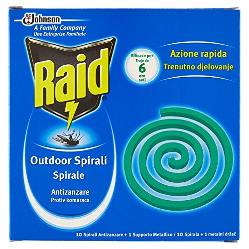 Raid Spirali Antizanzare (10 Spirali + 1 Supporto Metallico)