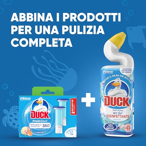 Duck Fresh Discs Gel Igienizzanti WC, Fragranza Marine, Confezione da 2 Applicatori e 12 Dischetti