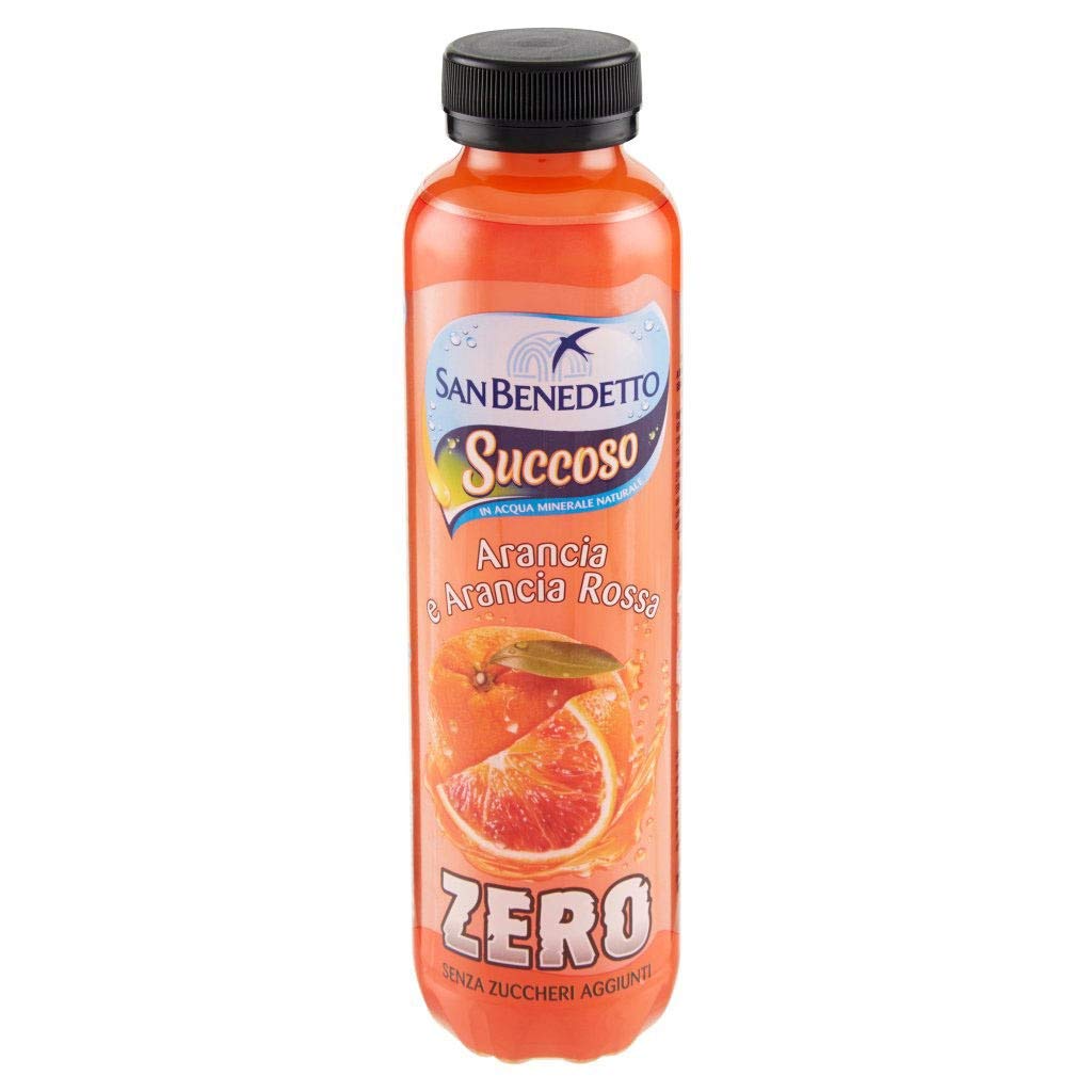 12x San Benedetto Succoso Zero Senza Zucchero Arancia e Arancia Rossa Bottiglia PET 400ml Lt Succo di Frutta no Zucchero