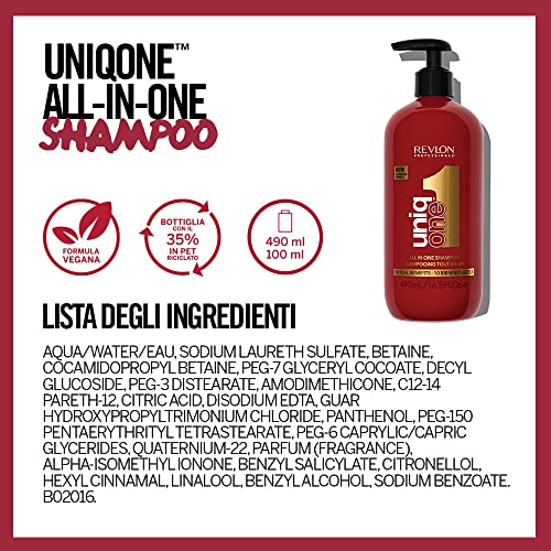 Revlon Professional UniqOne All In One Shampoo Capelli 10 Benefici Reali, 490 ml
