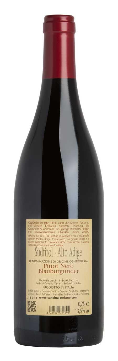 Südtirol - Alto Adige DOC Pinot Noir Terlano 2021 0,75 ℓ