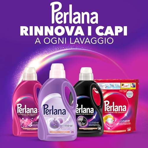 Perlana Detersivo Delicati Lavanda (28 lavaggi), Detersivo lavatrice liquido per lana, seta e delicati, Detersivo delicati per effetto cashmere e fibre rinnovate al profumo di lavanda