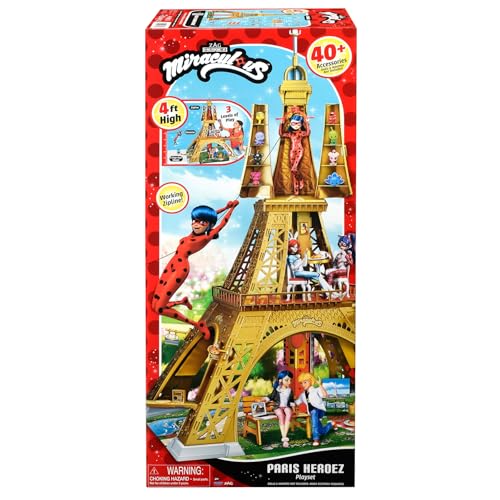 Bandai - Miraculous - Playset Deluxe Paris - Grande Monumento da Gioco 1,20m - Torre con 40 Accessori, Piani, Negozi, Teleferica, Bambole non incluse - Giocattolo per Bambini dai 4 Anni in su - P50659