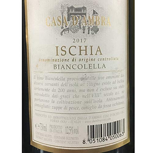 Ischia Biancolella DOC | Casa d'Ambra | Vino Bianco dell'isola d'Ischia | Confezione da 6 bottiglie da 75 cl | Idea Regalo