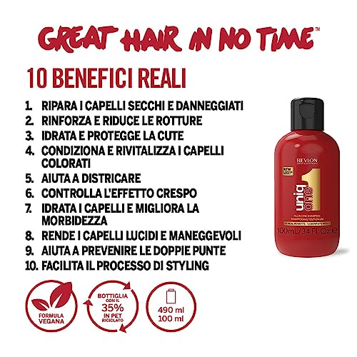 Revlon Professional UniqOne All In One Shampoo Capelli 10 Benefici Reali, 490 ml
