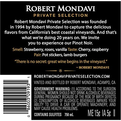Pinot Noir Private Selection Robert Mondavi Cl 75