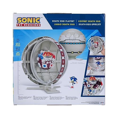 Sonic The Hedgehog Death Egg Playset, Personaggio Articolato 6 cm, Grande Stazione Spaziale, Alta 30 cm, Diventa un Playset da Battaglia, Bambini e Collezionisti