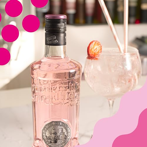 Gin Puerto de Indias - Strawberry Premium Gin - Ginebra Rosa con Fresas Naturales - 70cl - 37.5%