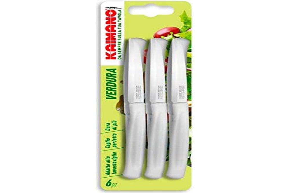 Kaimano KDN040106W Dinamik Coltelli Verdura, Acciaio Inossidabile, Bianco, 11 cm, 6 unità