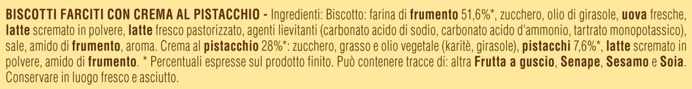 Mulino Bianco Biscotti Baiocchi al Pistacchio, Biscotti con Pistacchio e Pastafrolla Ideali per Colazione o Merenda, Senza Olio di Palma, Confezione da 42 Monoporzioni da 28g