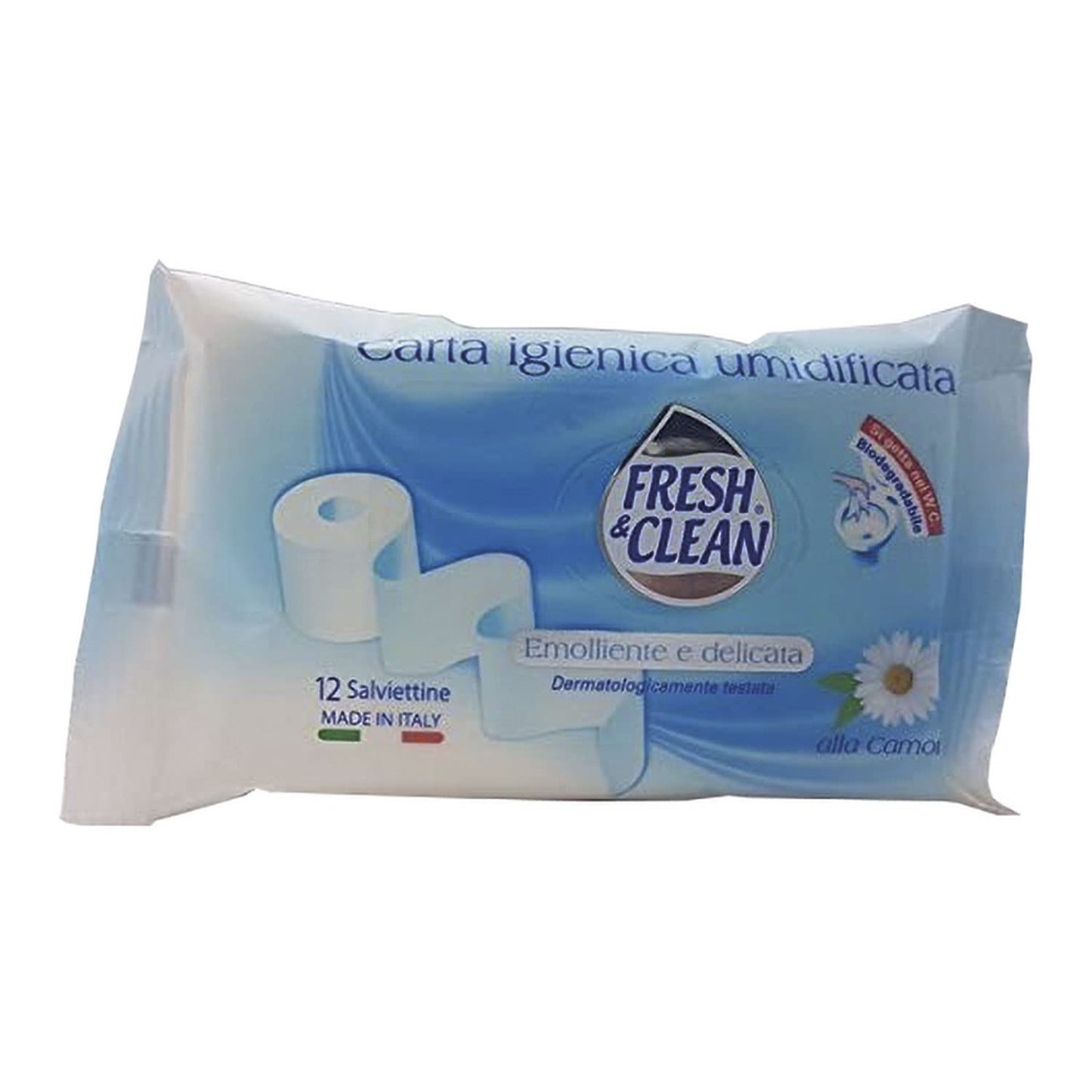Fresh & Clean Carta Igienica Umidificata Emolliente e Delicata, 12 Salviettine