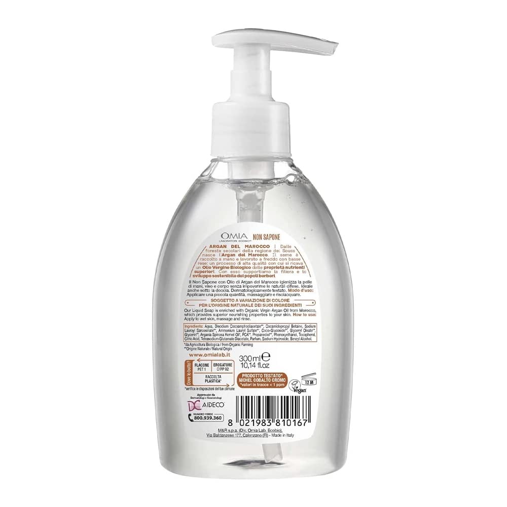 OMIA Non Sapone Igiene Mani&Viso Eco Biologico Argan 300 Ml
