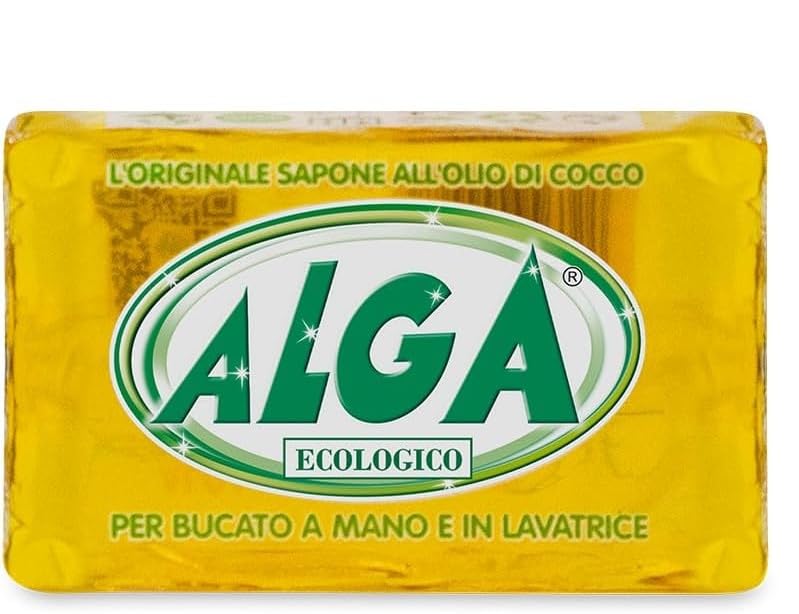 ALGA Fiocco Puro Sapone Detersivo 100% Ecologico e Biodegradabile per bucato a mano e in lavatrice - 6 pezzi da 400gr
