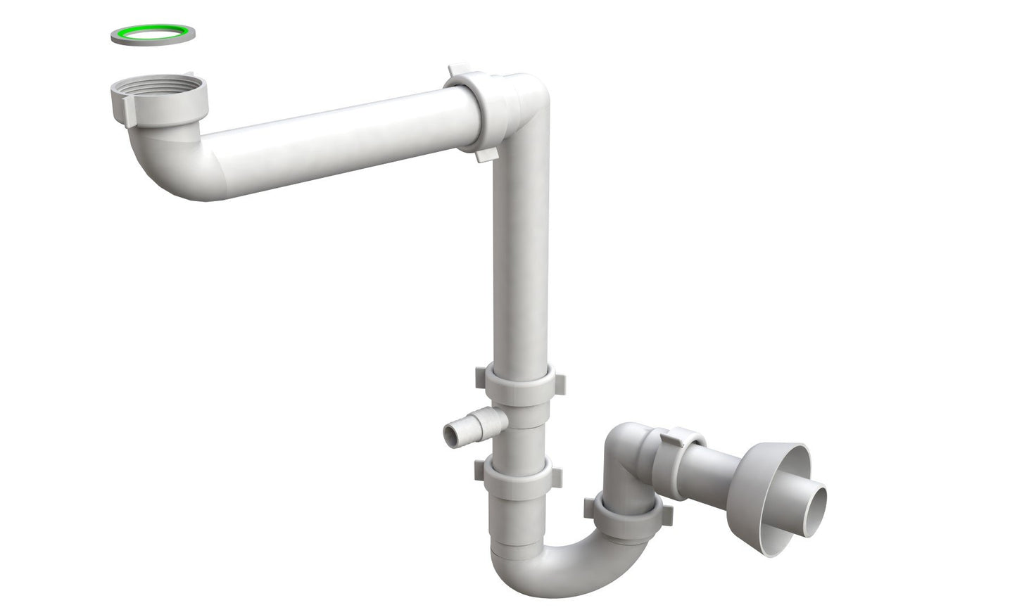 Bonomini 1540CP40B0 | Sifone Salvaspazio Cucina Bagno | Accessori Lavandino Cucina | Lavastoviglie o Lavatrice | Lavello a Vasca Singola | Bianco