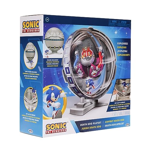 Sonic The Hedgehog Death Egg Playset, Personaggio Articolato 6 cm, Grande Stazione Spaziale, Alta 30 cm, Diventa un Playset da Battaglia, Bambini e Collezionisti
