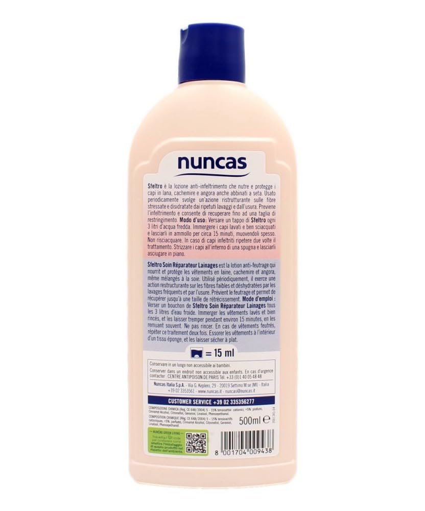 Nuncas Sfeltro Lozione Ristrutturante per Lana e Cachemire - 500ml