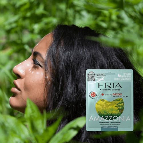 Fria K-Beauty Maschera Viso Amazzonia con Oligosaccaride di Origine Naturale, Effetto Detox Anti-Pollution sulla Pelle, Dermatologicamente Testata, Confezione da 1 Maschera