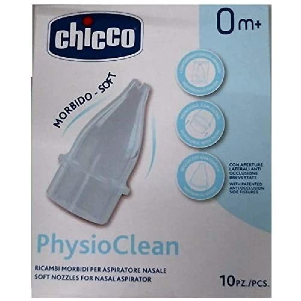 Chicco Physioclean Ricambi Per Aspiratore Nasale, Per Neonati E Bambini, 10 Beccucci, 42 x 48 x 12 cm