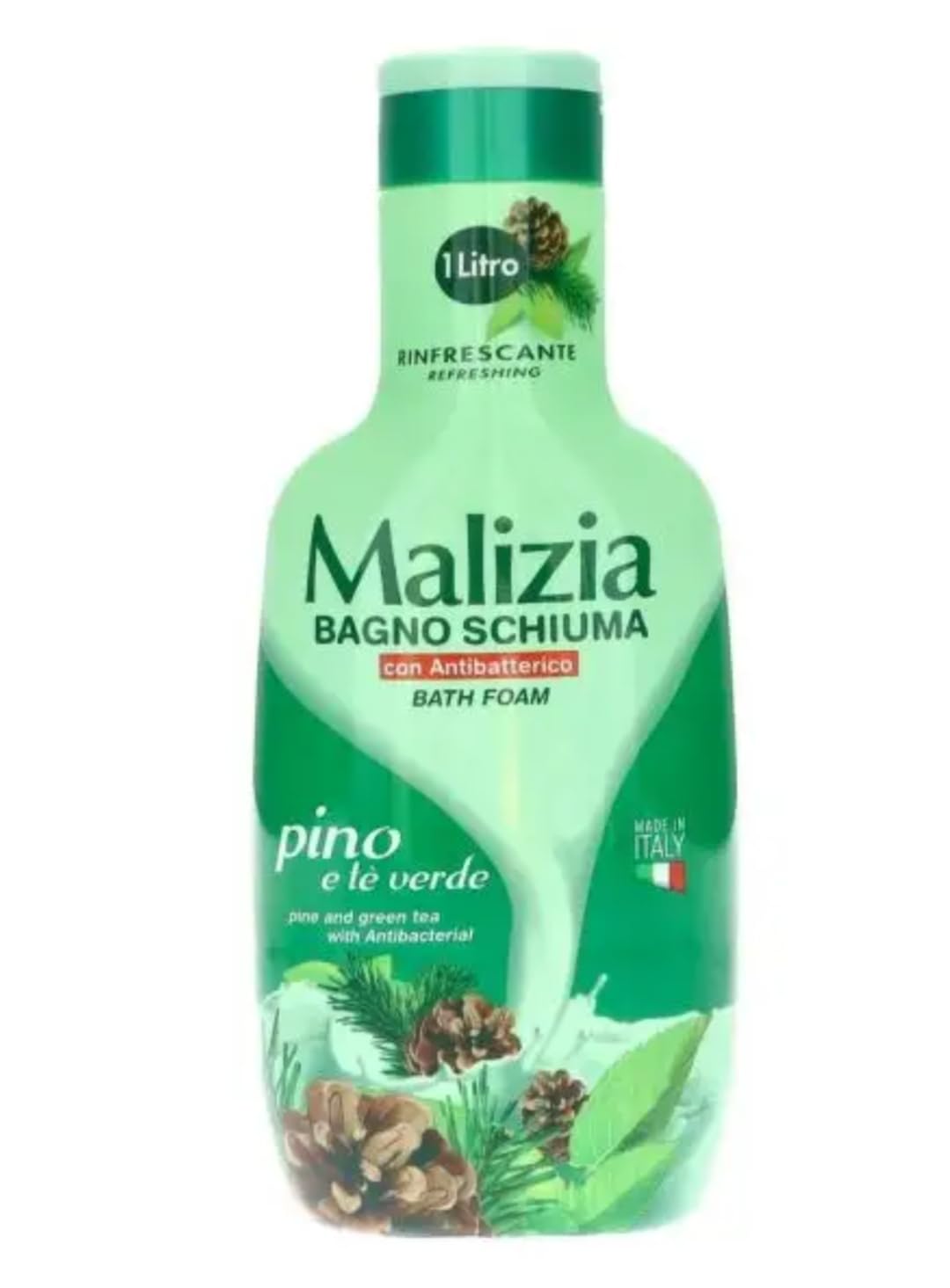 3 X malizia bagno Pino e verde Te Schiuma bagni Bath Shower Foam 1 LT