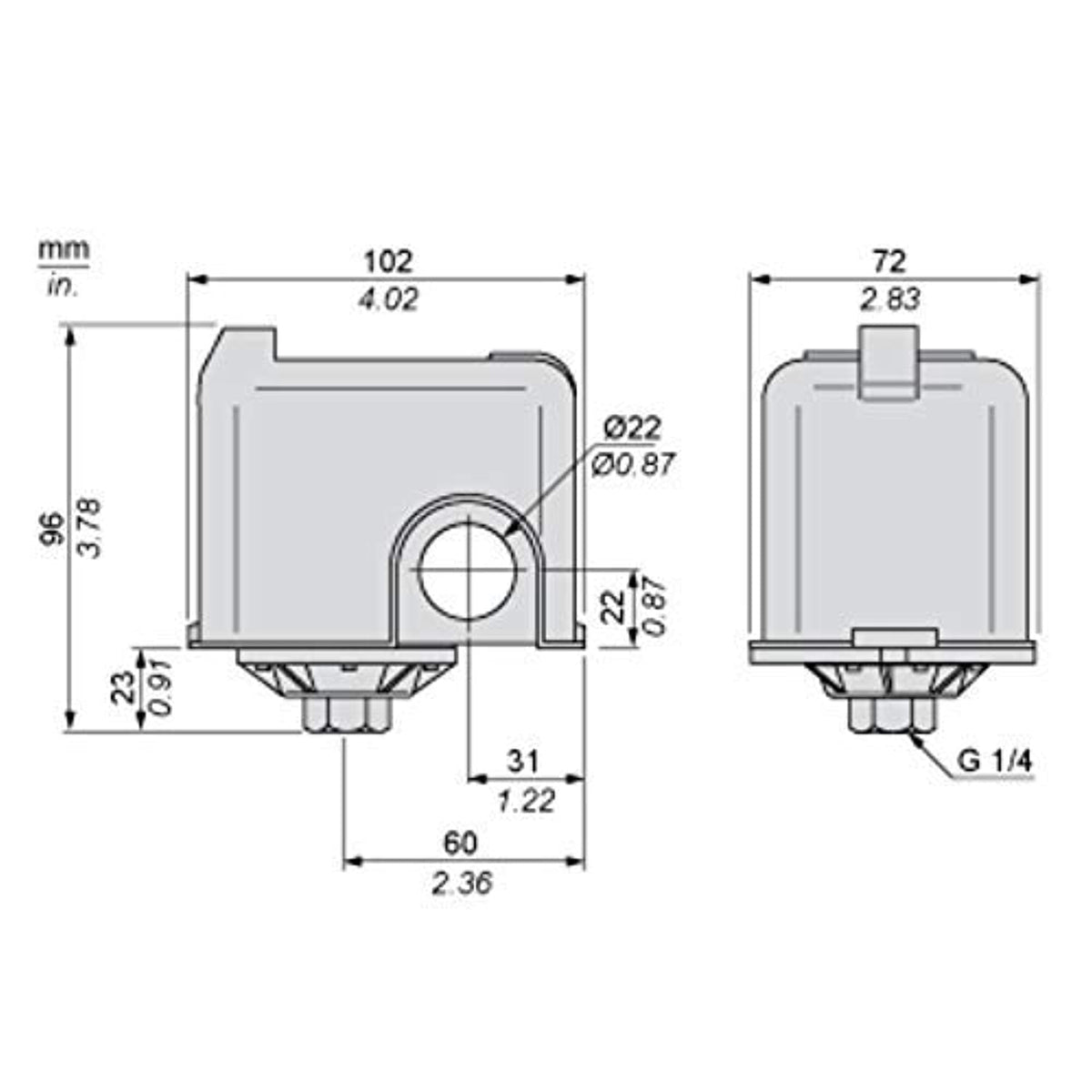 Telemecanique Sensors, FSG2, switch a pressione, serie FSG, regolabile, 2 soglie, interruttore a 2 contatti, 4,6 bar