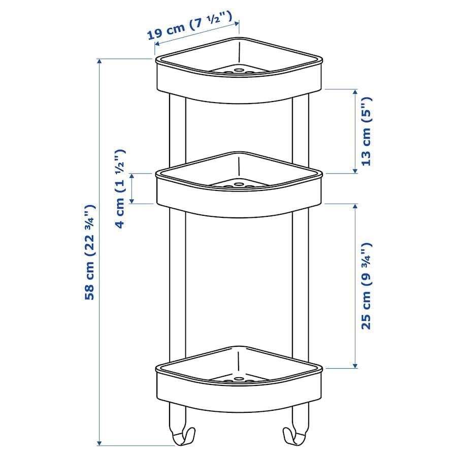 IKEA BROGRUND - Scaffale angolare da parete, 19 x 58 cm, in acciaio inox