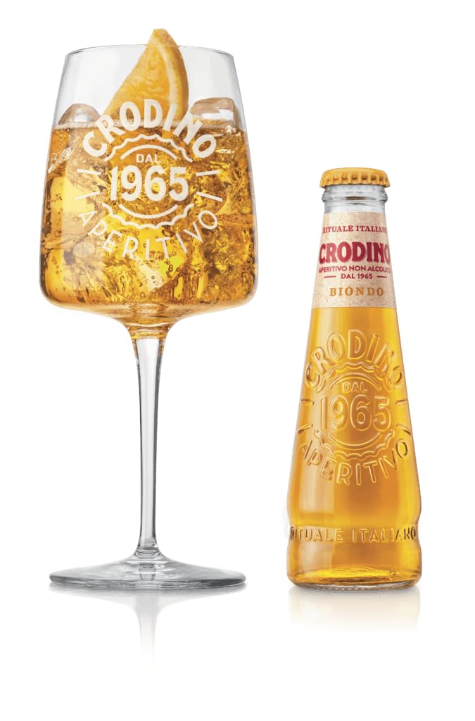 Crodino Biondo XL Aperitivo Analcolico 17,5cl Confezione da 24 Bottigliette Il Vero Aperitivo Italiano