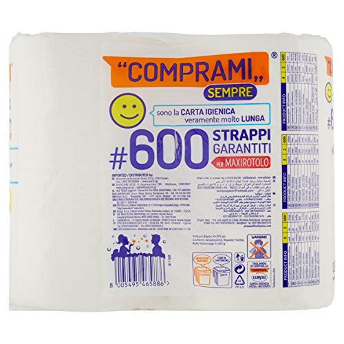 Comprami Carta Igienica Rotoli, 600 Strappi, 4 Pezzi