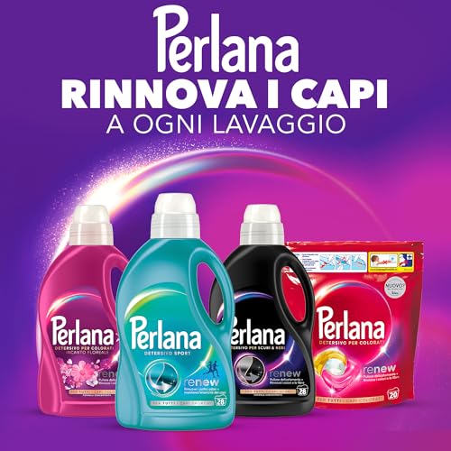 Perlana Detersivo Sport (28 lavaggi), Detersivo lavatrice liquido per tutti i capi sportivi, Detersivo capi sportivi per rimuovere i cattivi odori e mantenere l'elasticità