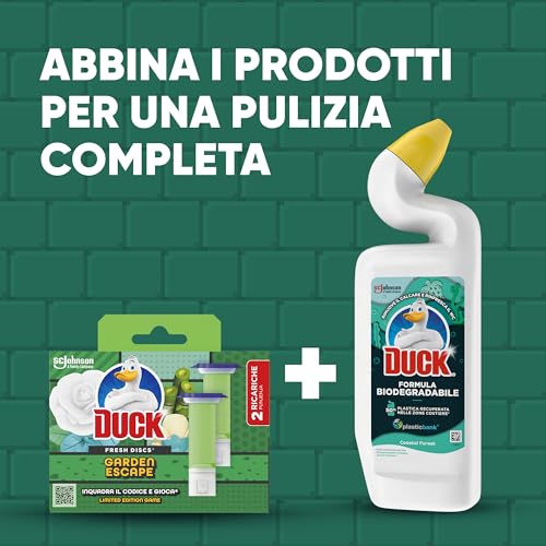 Duck Fresh Discs - 2 Ricariche da 6 Dischi Gel Igienizzanti WC, Fragranza Rosa & Fiori di Loto, Confezione da 2 Applicatori e 12 dischetti
