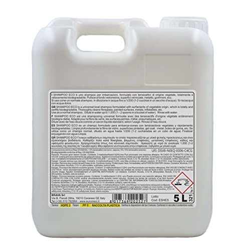 Euromeci Shampoo Eco, Shampoo Ecologico per Imbarcazioni, 5000 ml