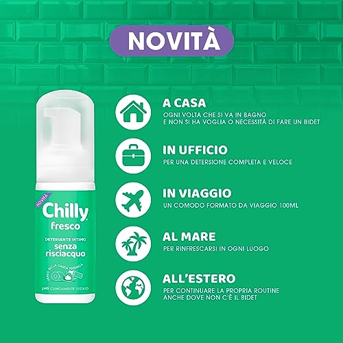 Chilly Senza Risciacquo, Detergente Intimo Senza Risciacquo Fresco, Da Usare Fuori Casa sulla Carta Igienica