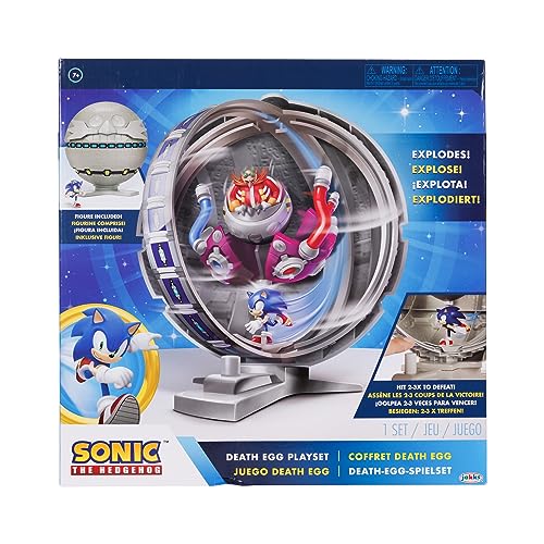 Sonic The Hedgehog Death Egg Playset, Personaggio Articolato 6 cm, Grande Stazione Spaziale, Alta 30 cm, Diventa un Playset da Battaglia, Bambini e Collezionisti
