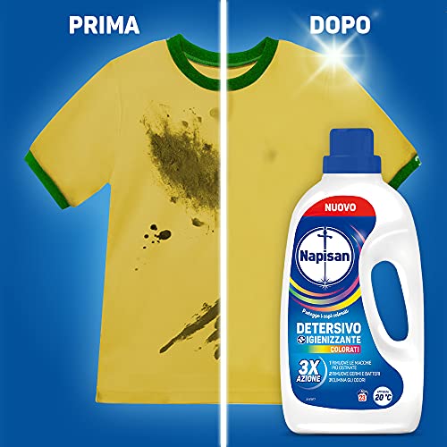 Napisan Detersivo Lavatrice Liquido Igienizzante Capi Colorati, 1 Confezione da 1.15 l da 23 Lavaggi di Detersivo Lavatrice Liquido