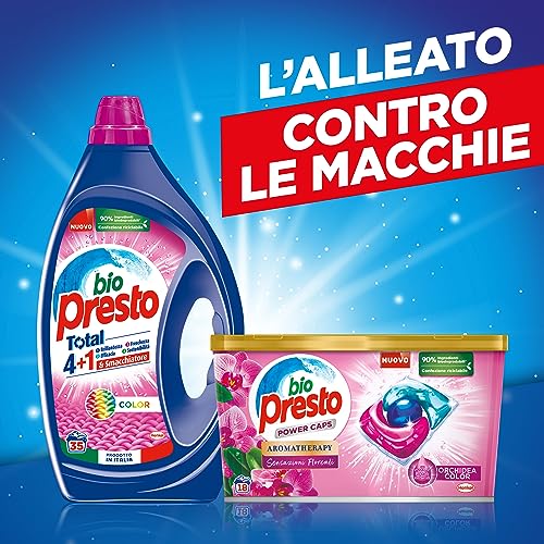 Bio Presto Power Caps Color, Detersivo Lavatrice Predosato In Capsule, Confezione Da 54 Lavaggi